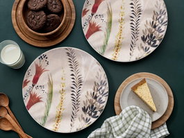 Hermia Wheat Serv Leaf Juego de 6 Platos de Servicio Navideños Multicolor